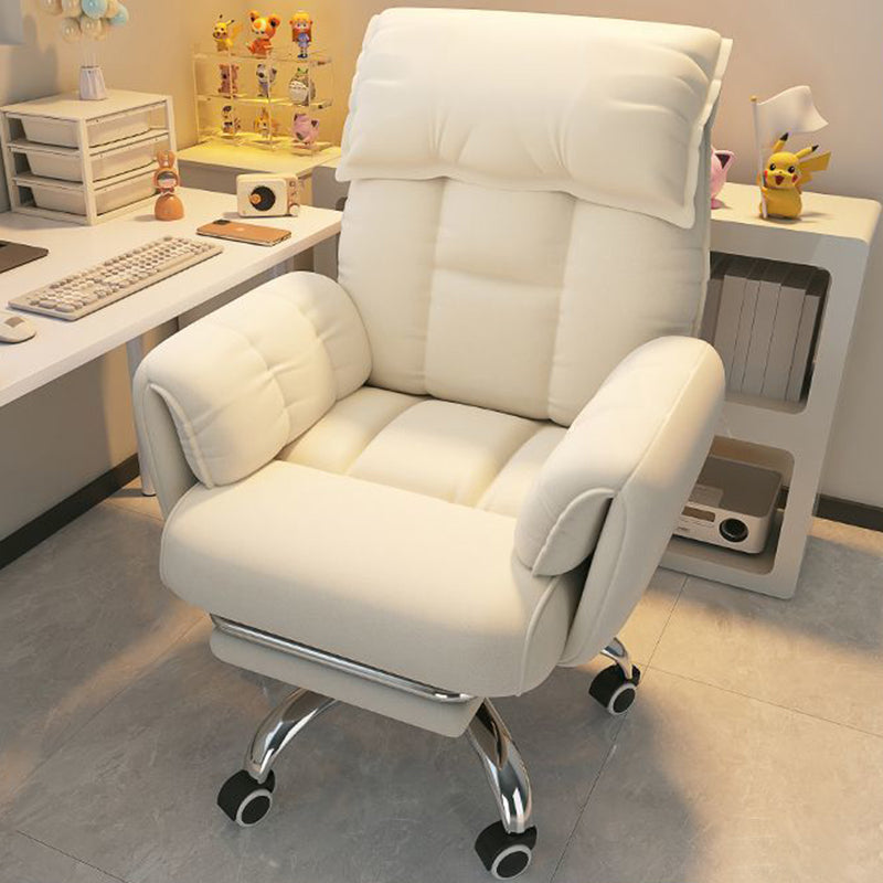 Minimalist Fabric Steel Desk Chair — Without Footrest / Beige