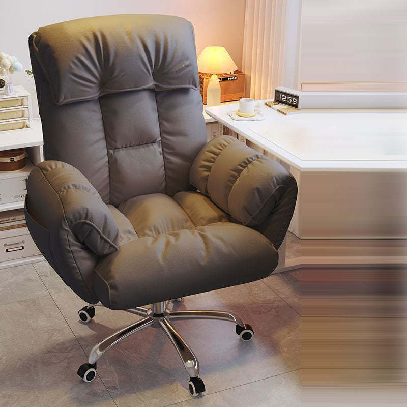 Minimalist Fabric Steel Desk Chair — With Footrest / Navy Blue