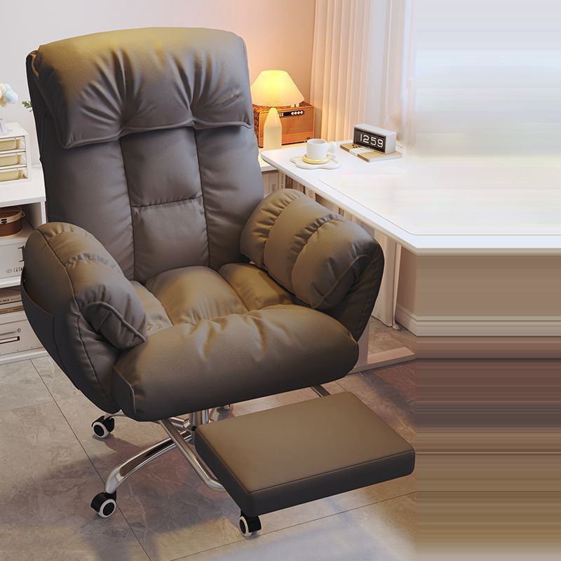 Minimalist Fabric Steel Desk Chair — With Footrest / Orange