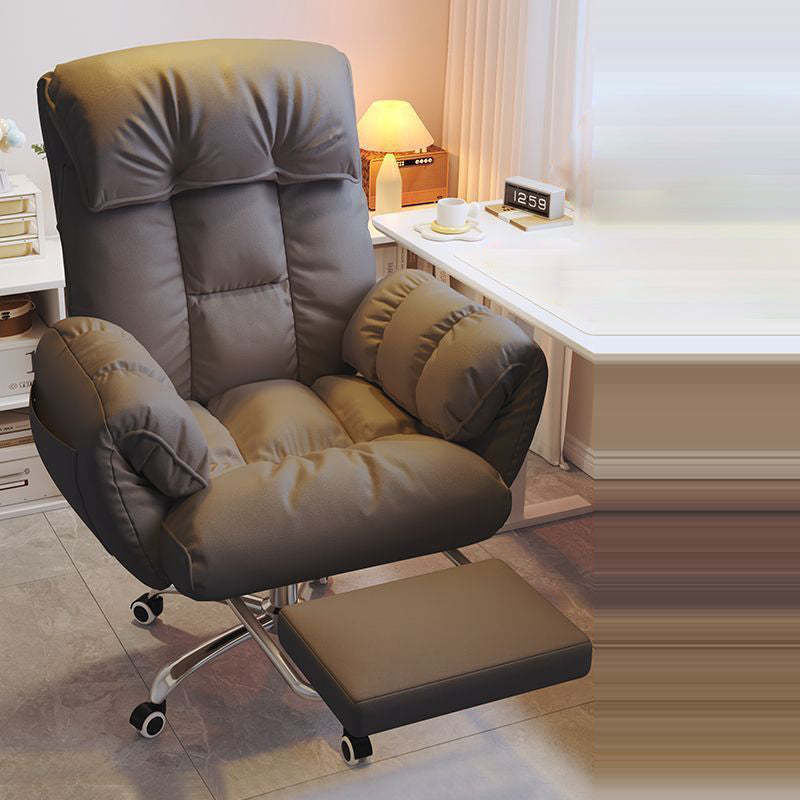 Minimalist Fabric Steel Desk Chair — With Footrest / Orange