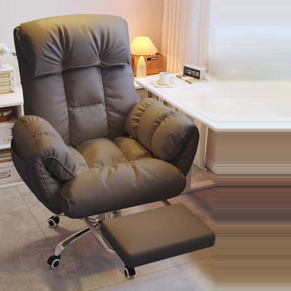 Minimalist Fabric Steel Desk Chair — With Footrest / Orange