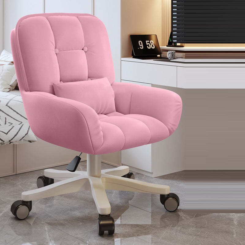 Minimalist Velvet Leather Nylon Desk Chair — Khaki / Leather