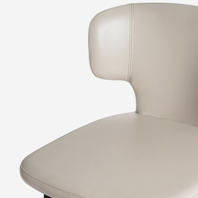 Minimalist Leather Steel Curved-Back Bar Stool