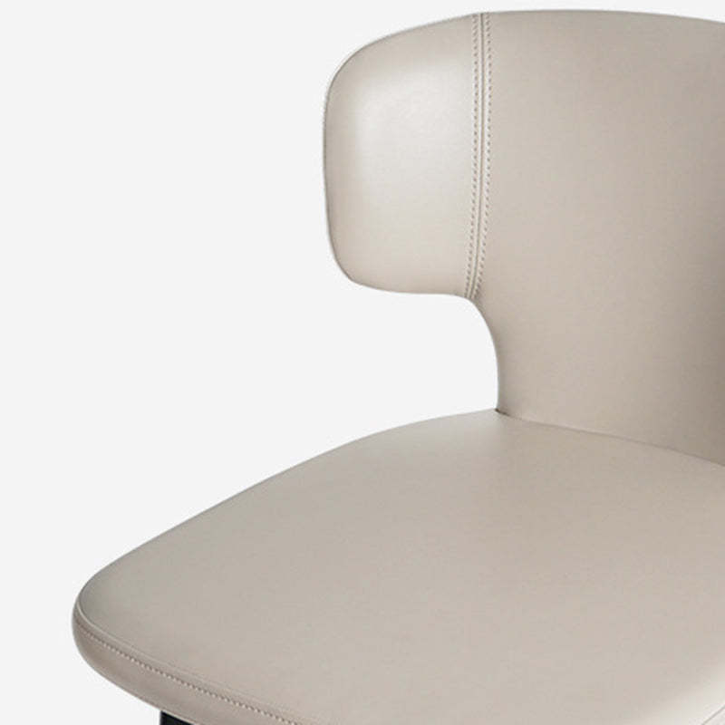 Minimalist Leather Steel Curved-Back Bar Stool