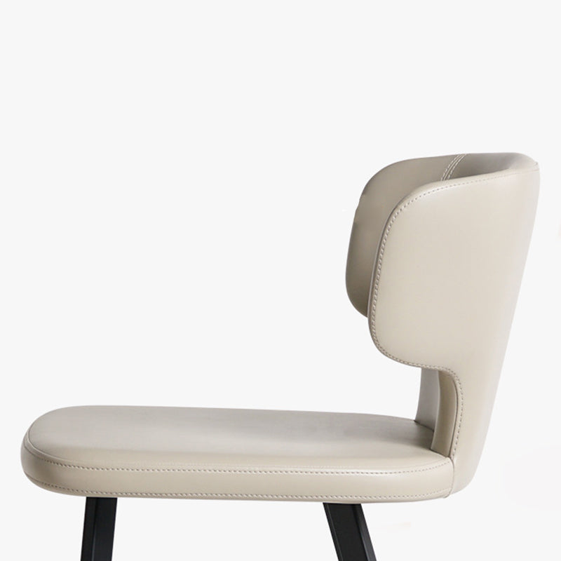 Minimalist Leather Steel Curved-Back Bar Stool