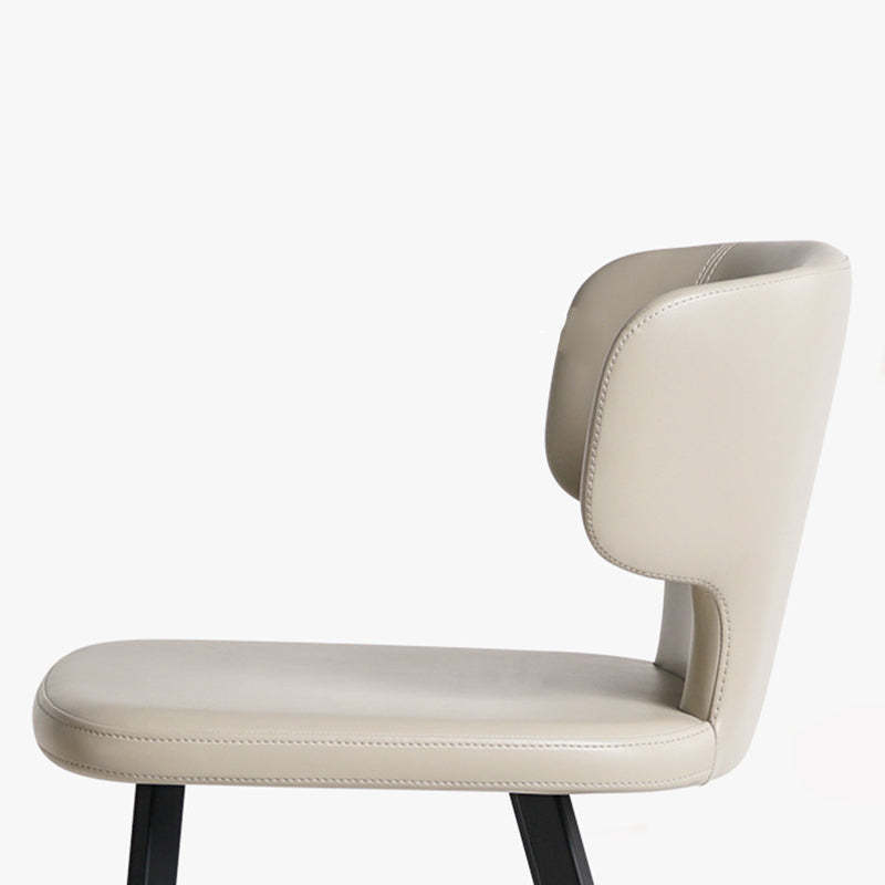 Minimalist Leather Steel Curved-Back Bar Stool