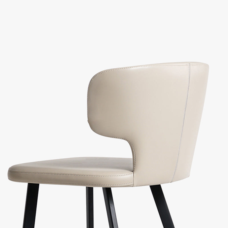Minimalist Leather Steel Curved-Back Bar Stool