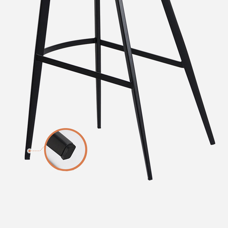 Minimalist Leather Steel Curved-Back Bar Stool