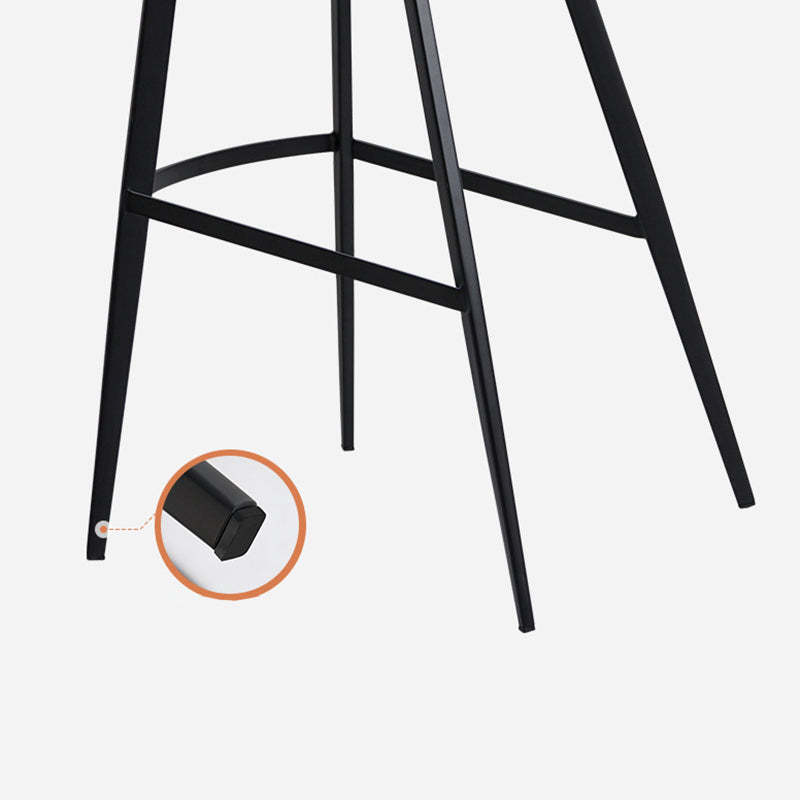 Minimalist Leather Steel Curved-Back Bar Stool