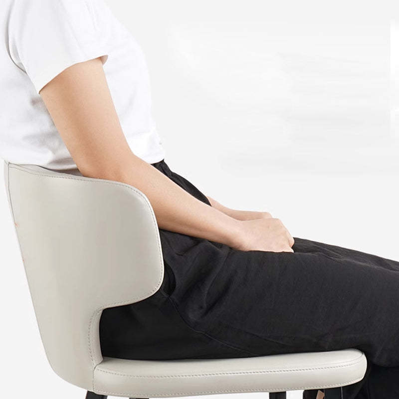 Minimalist Leather Steel Curved-Back Bar Stool