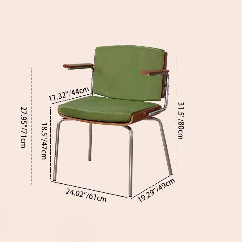 Nordic Velvet Metal Dining Chair — Dark Green