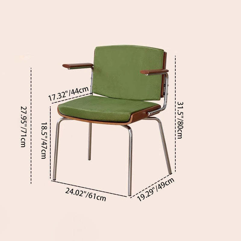 Nordic Velvet Metal Dining Chair — Dark Green