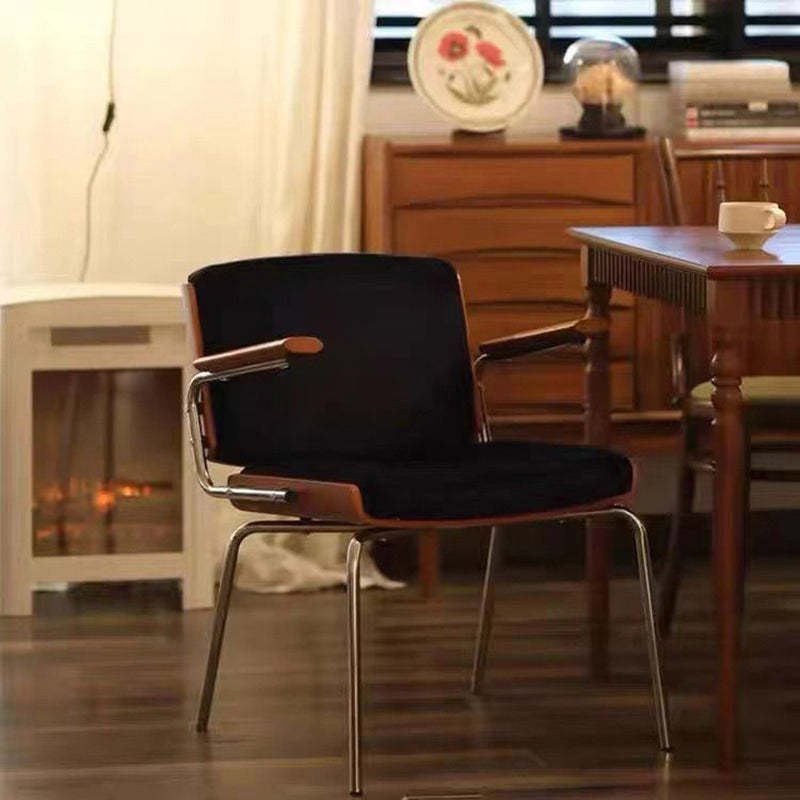 Nordic Velvet Metal Dining Chair — Black