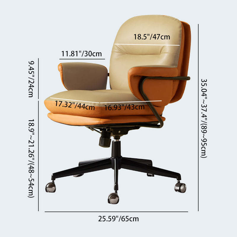 Nordic Leather Desk Chair — Genuine Leather / Brown