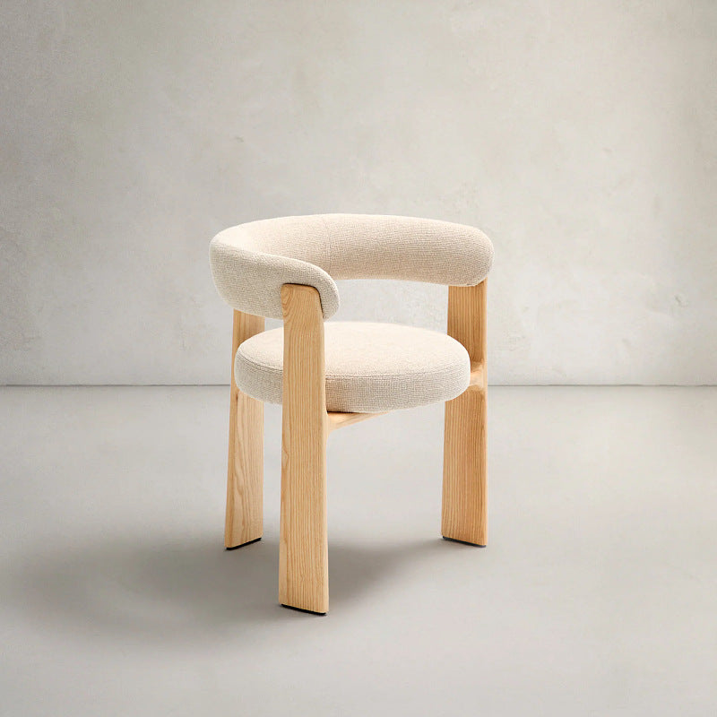 Nordic Ash Wood Curved-Back Accent Chair