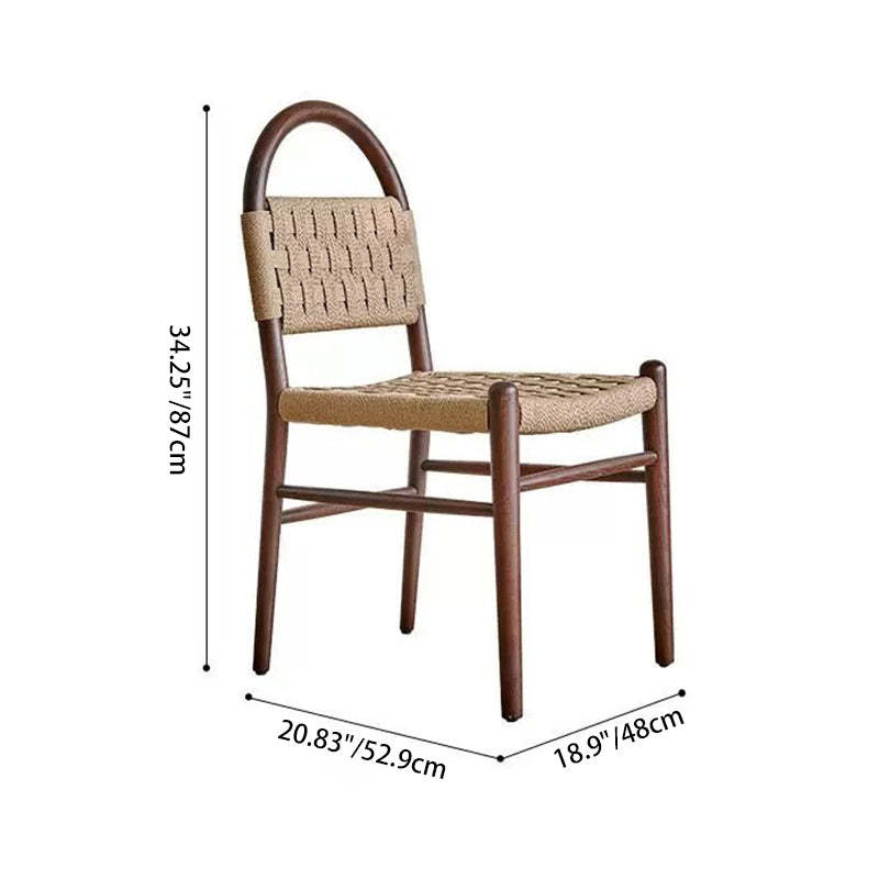 French Woven Rope Wooden Dining Chair