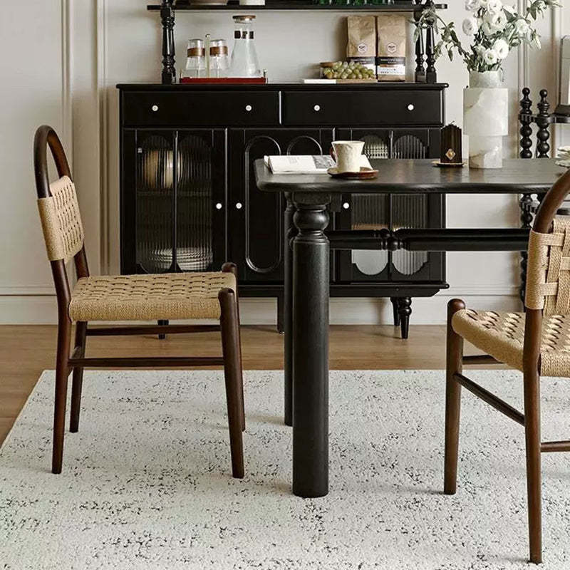 French Woven Rope Wooden Dining Chair