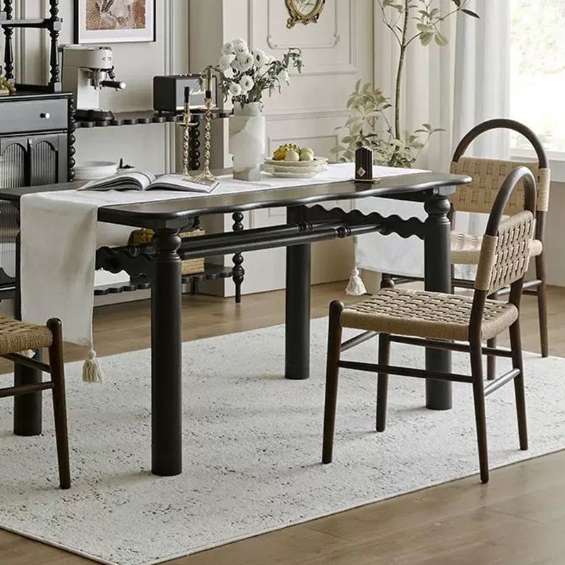 French Woven Rope Wooden Dining Chair