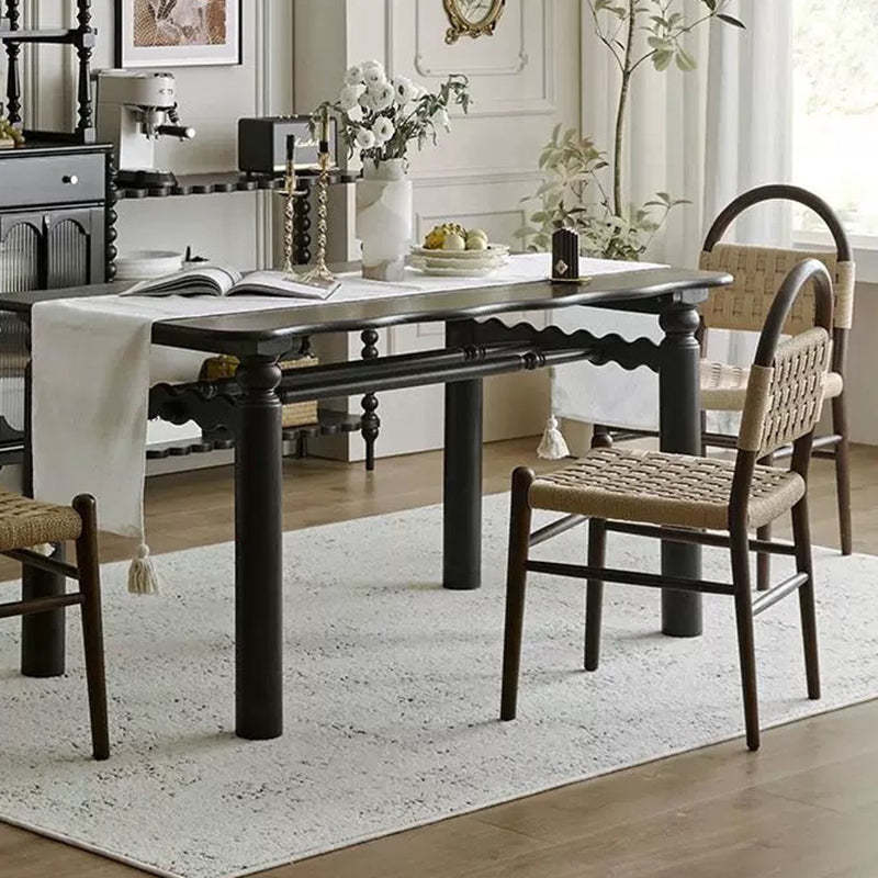 French Woven Rope Wooden Dining Chair