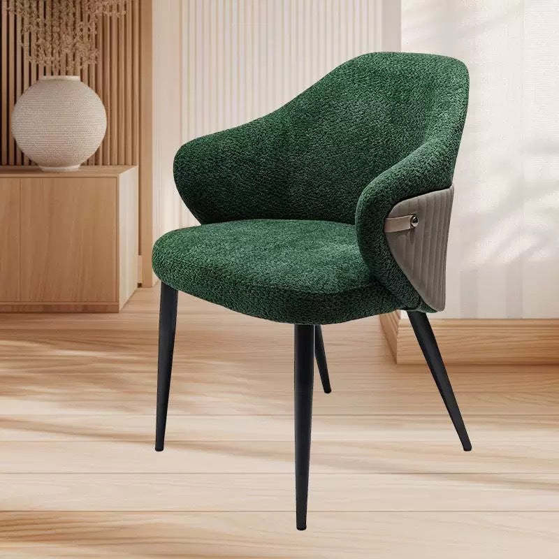 Minimalist Fabric Metal Curved-Back Dining Chair