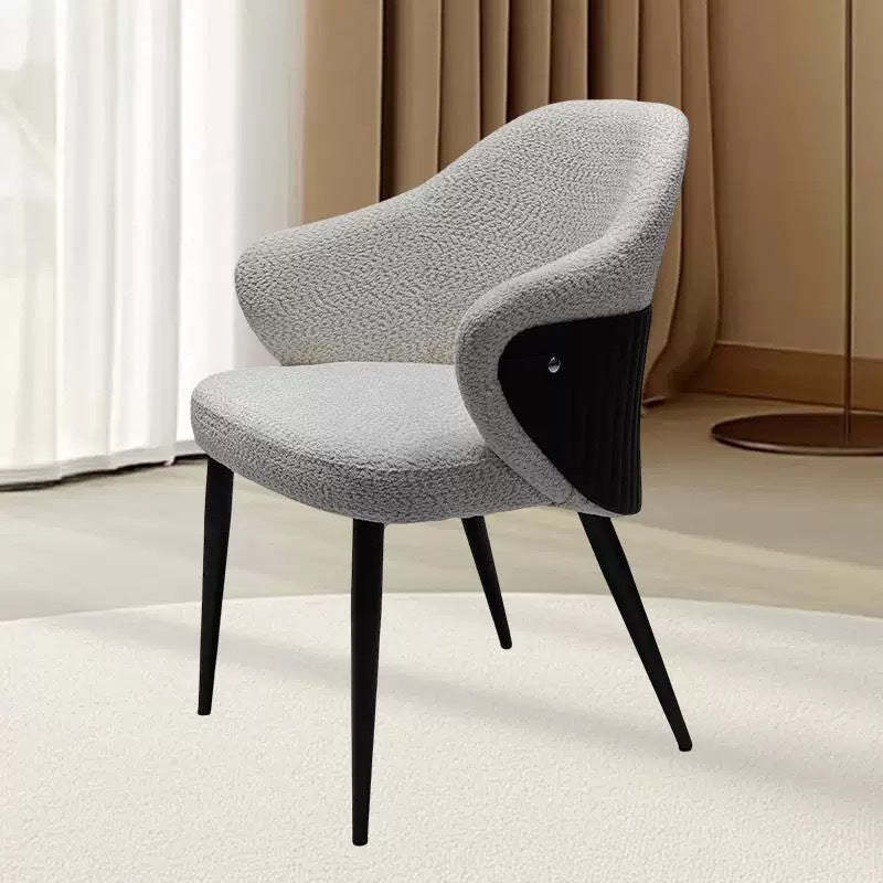 Minimalist Fabric Metal Curved-Back Dining Chair — Green