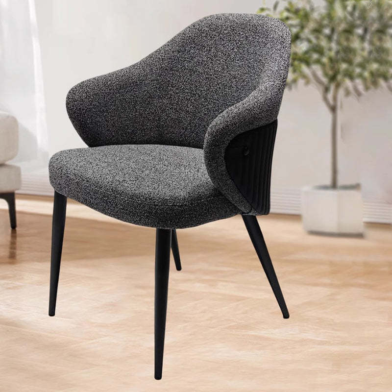 Minimalist Fabric Metal Curved-Back Dining Chair