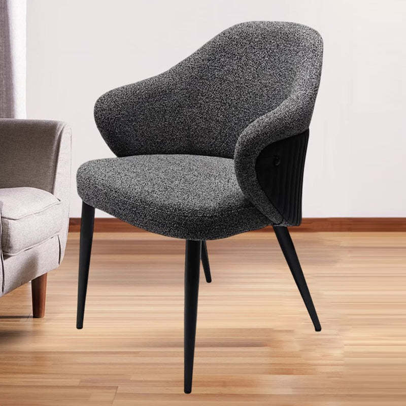 Minimalist Fabric Metal Curved-Back Dining Chair