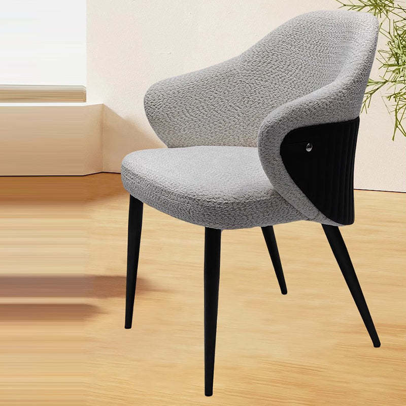 Minimalist Fabric Metal Curved-Back Dining Chair