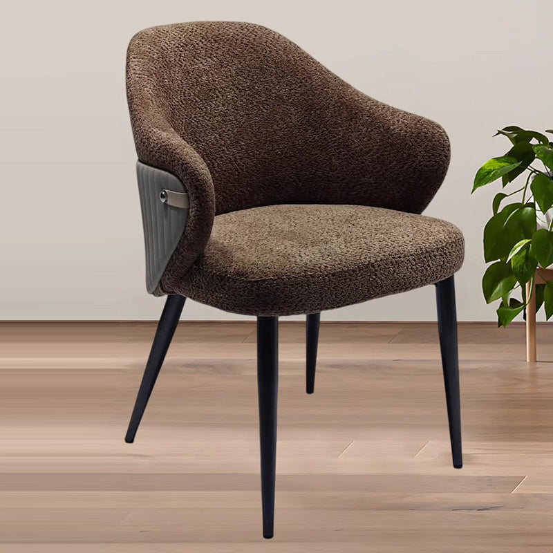 Minimalist Fabric Metal Curved-Back Dining Chair
