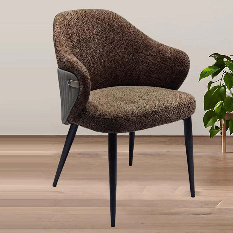 Minimalist Fabric Metal Curved-Back Dining Chair