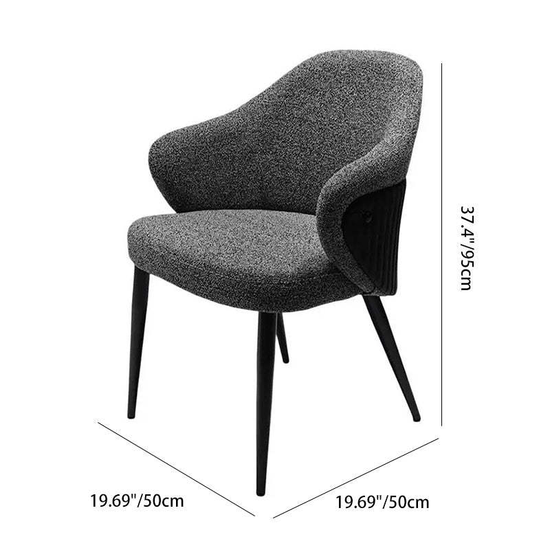 Minimalist Fabric Metal Curved-Back Dining Chair — Beige