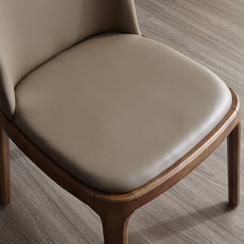 Minimalist Wood Table — Walnut Color Frame + Light Khaki