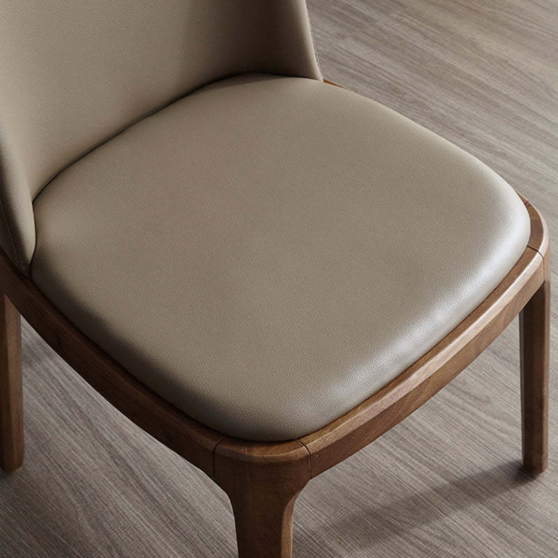 Minimalist Wood Table — Walnut Color Frame + Light Khaki
