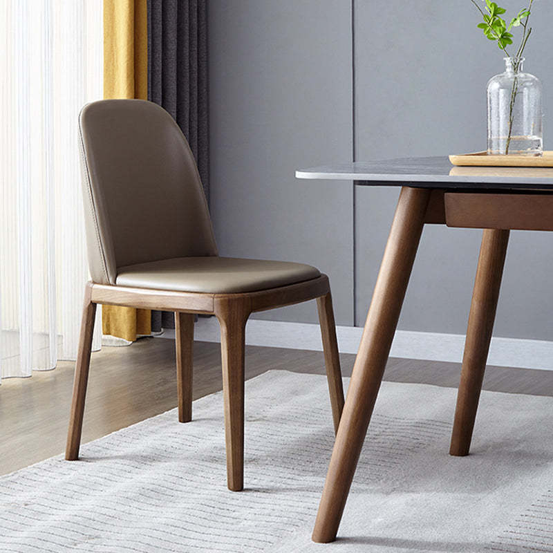 Wood dining chairs & benches in gray — Walnut Color Frame & Deep Khaki