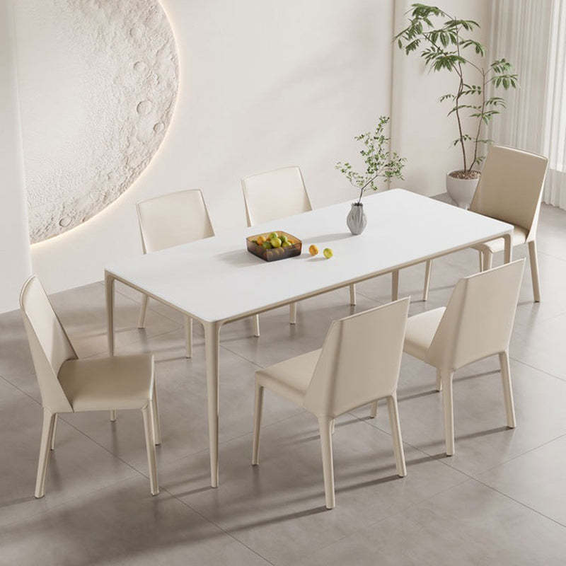 Minimalist Saddle Leather Dining Chair — Beige