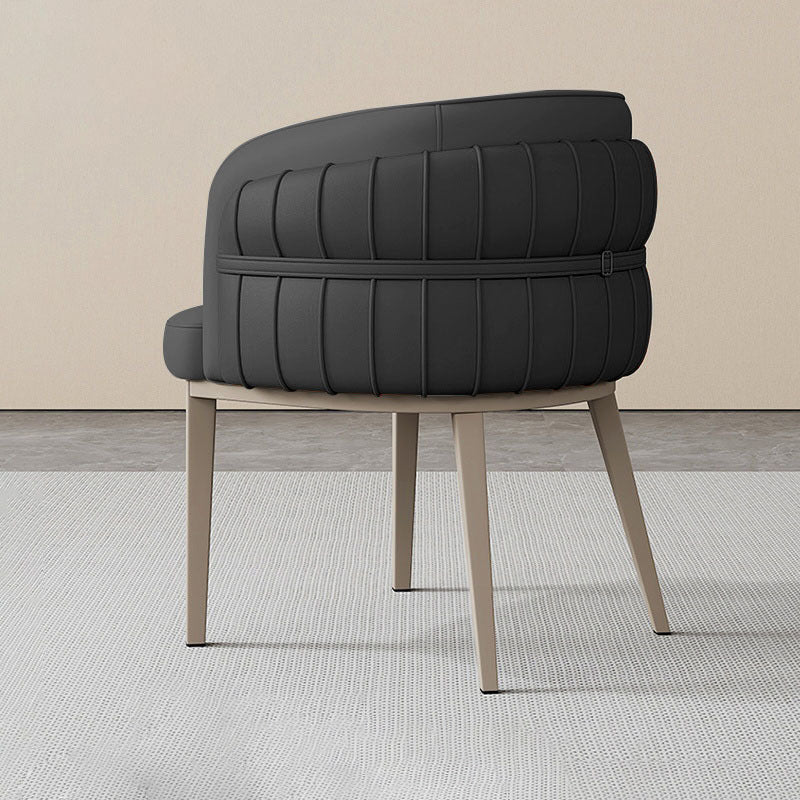 Nordic Leather Curved Dining Chair with Armrest