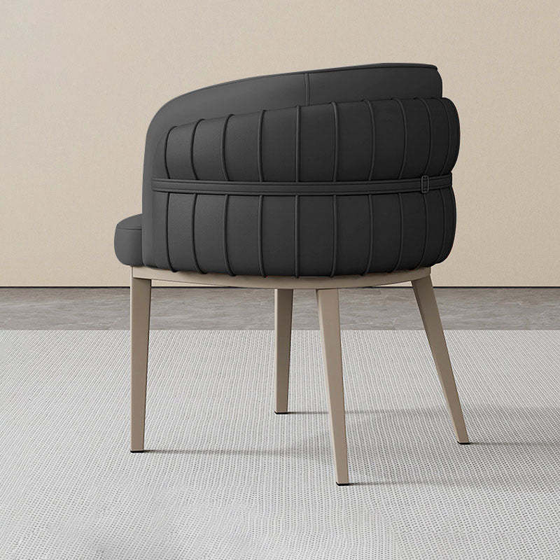 Nordic Leather Curved Dining Chair with Armrest