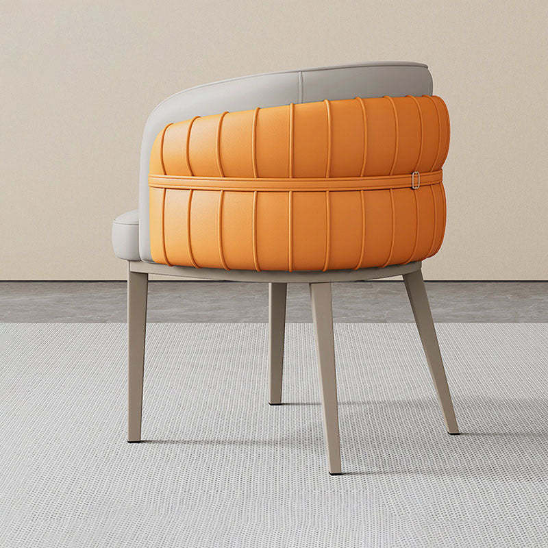 Nordic Leather Curved Dining Chair with Armrest