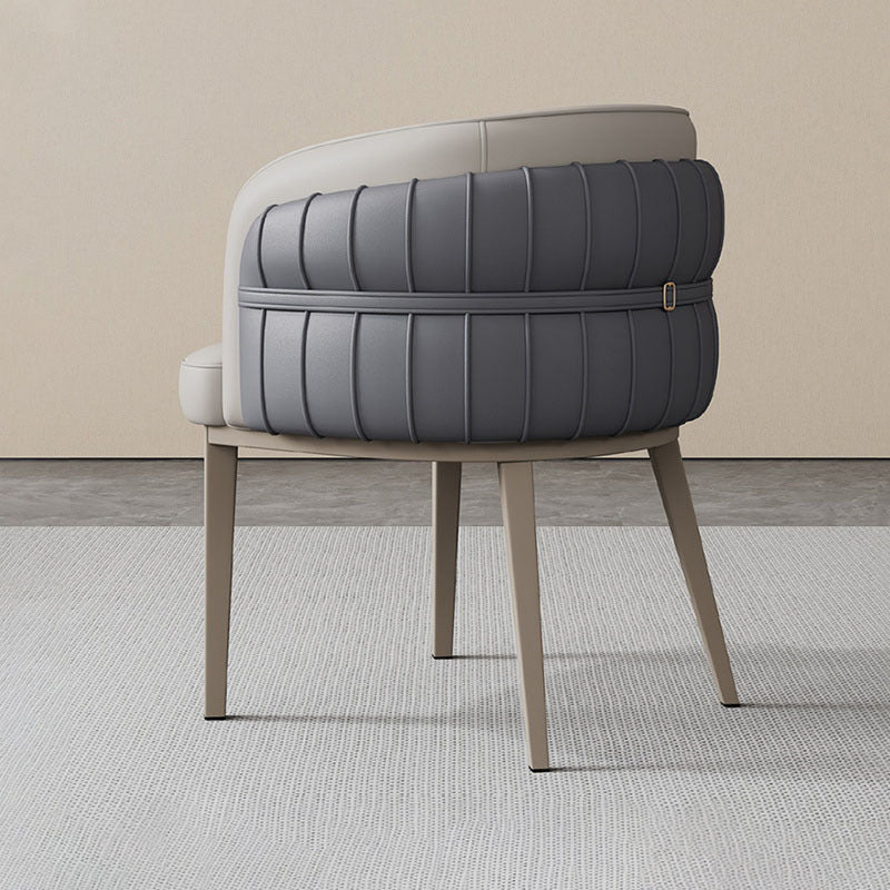 Nordic Leather Curved Dining Chair with Armrest