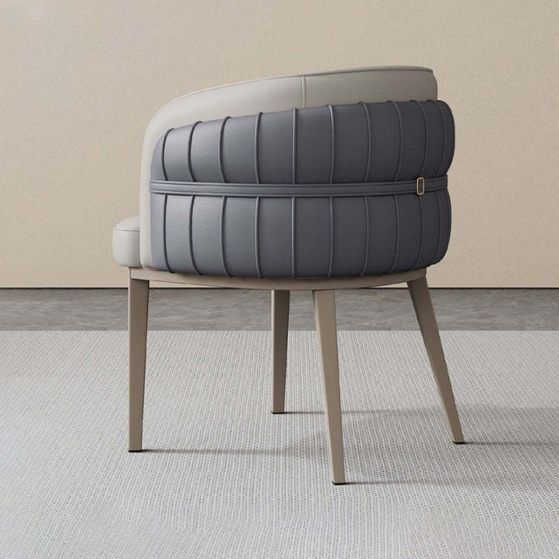 Nordic Leather Curved Dining Chair with Armrest