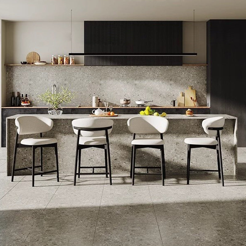 Nordic Ash Wood Fabric Curved Bar Stool — Walnut Color
