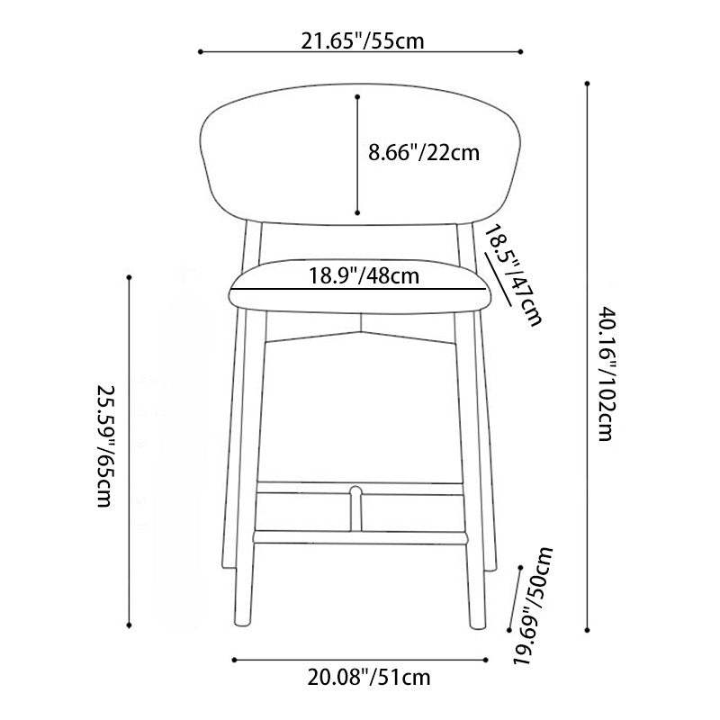 Nordic Ash Wood Fabric Curved Bar Stool
