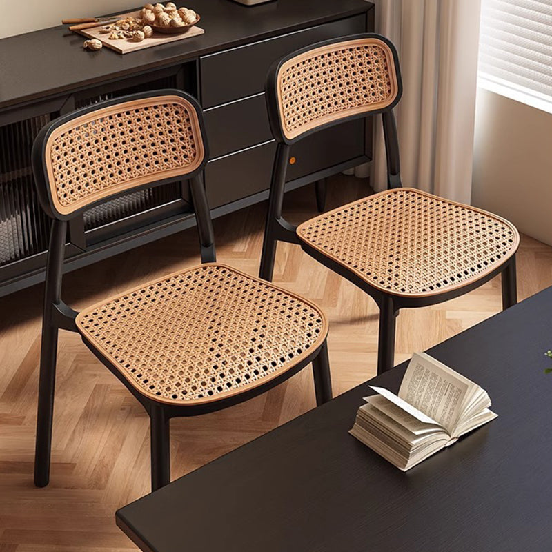 Vintage Plastic Woven Trapezoid Dining Chair — A / White