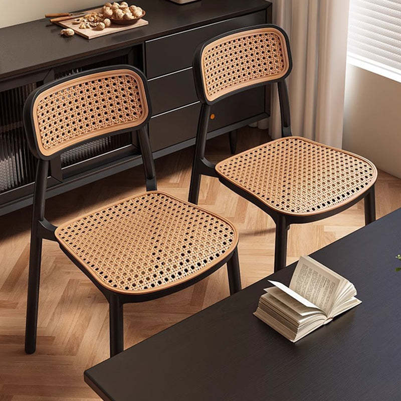 Vintage Plastic Woven Trapezoid Dining Chair — A / White