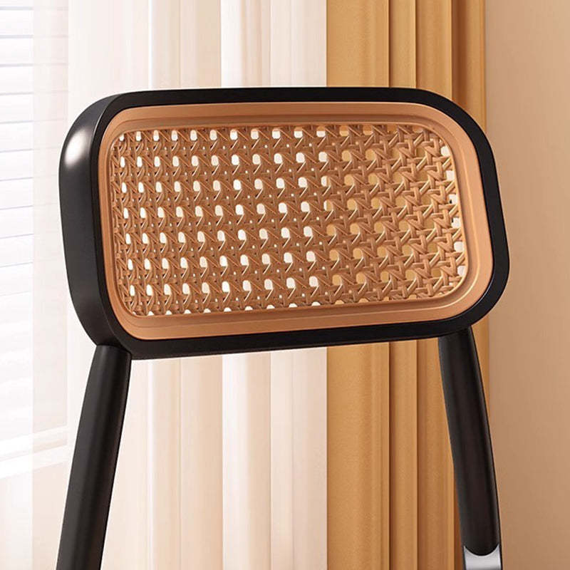 Vintage Plastic Woven Trapezoid Dining Chair — B / Black