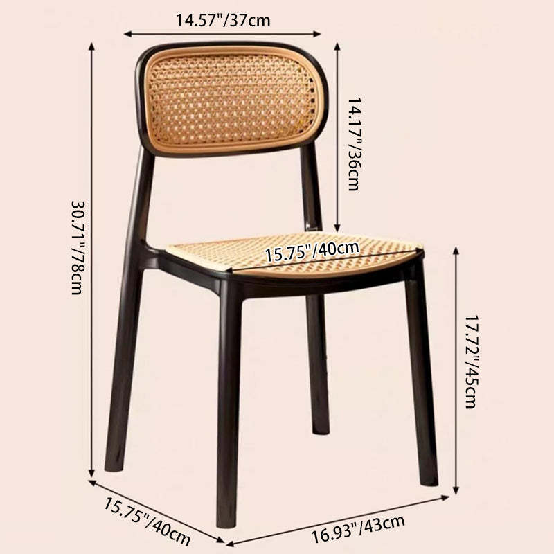 Vintage Plastic Woven Trapezoid Dining Chair — A / Green