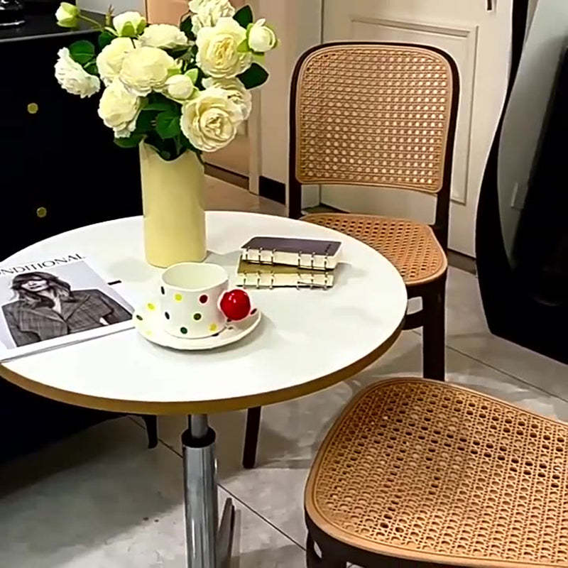 Vintage Plastic Woven Trapezoid Dining Chair — A / Gray
