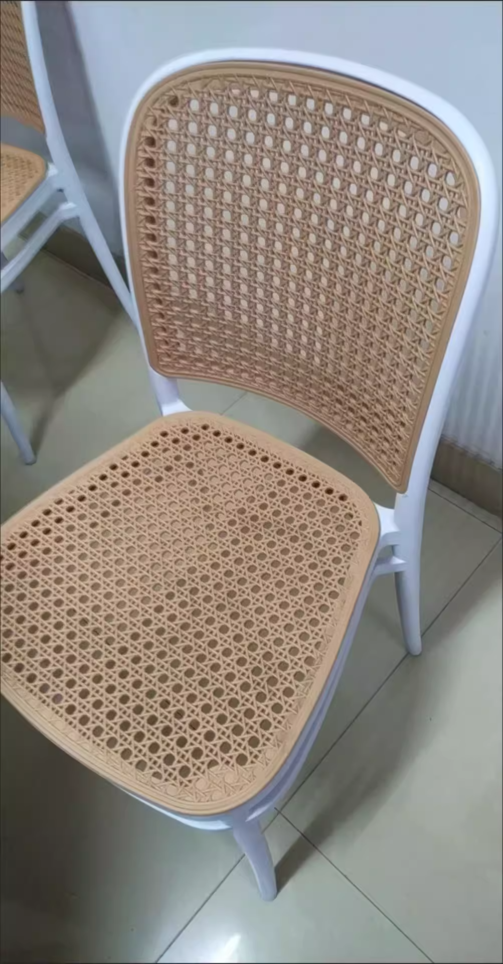 Vintage Plastic Woven Trapezoid Dining Chair
