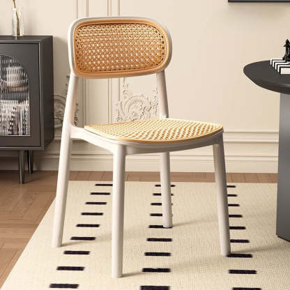 Vintage Plastic Woven Trapezoid Dining Chair