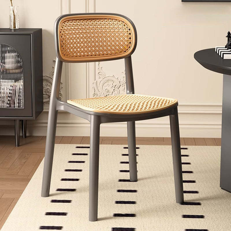 Vintage Plastic Woven Trapezoid Dining Chair